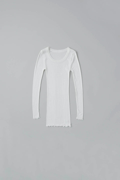 【DRESS HERSELF】シルク長袖リブカットソー
