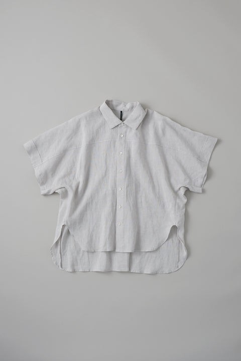 Linen silk 切替シャツブラウス