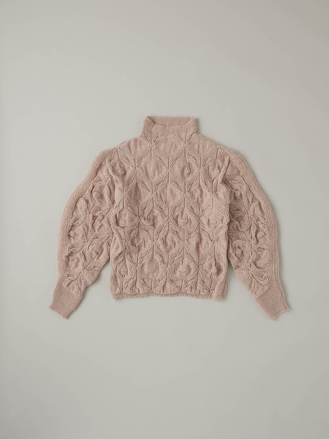葉:leaf モヘアニットハイネックセーター(nude pink)