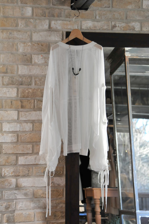 No.7/ Where the fog clears 変形スリーブトップス(foggy white)