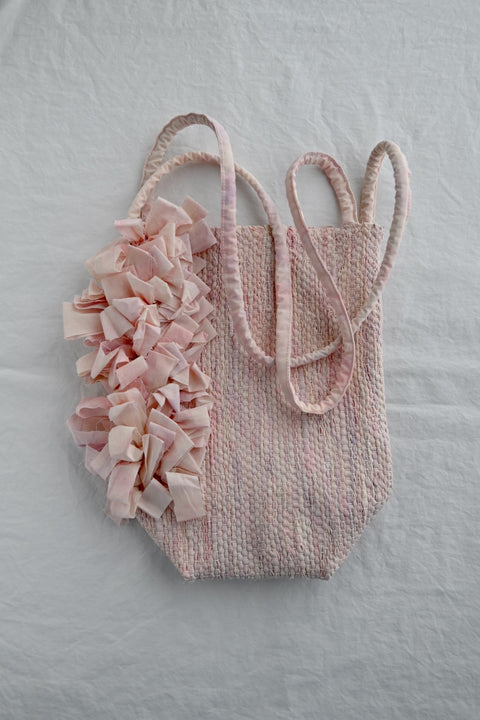 【teori works × Natiev Village】マチ付き裂き織りバッグ(pink)