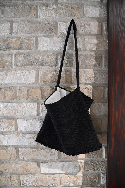 【teori works × Native Village】裂き織りバッグ(black)