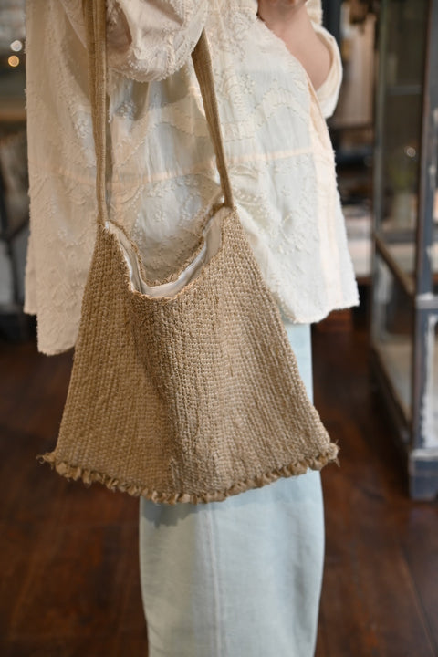 【teori works × Natiev Village】裂き織りバッグ(cinnamon beige)