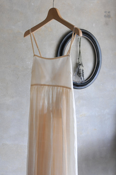 Line check キャミワンピース(sheer beige)