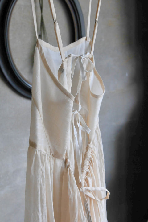 Line check キャミワンピース(sheer beige)