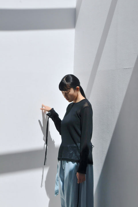 No.8/ Where the fog clears メッシュロングスリーブトップス(black)