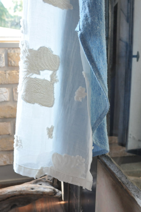Linen silk シャツワンピース (blue)