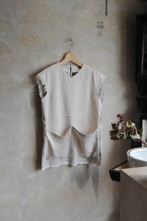 Natural linen silk ノースリーブブラウス