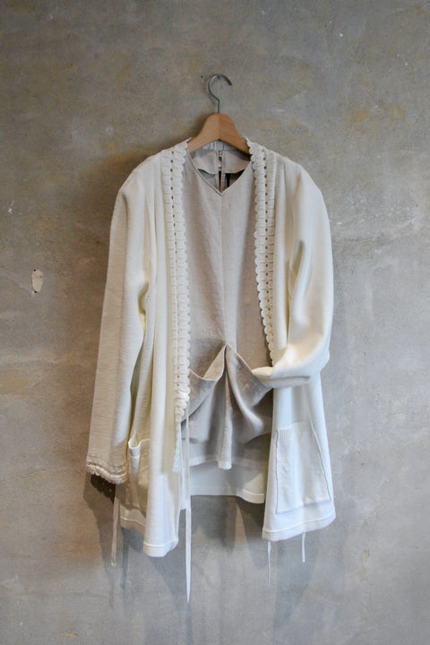 Cotton knits 羽織カーディガン(white+navy)