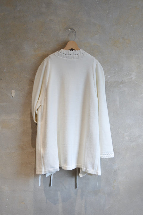 Cotton knits 羽織カーディガン(white+navy)