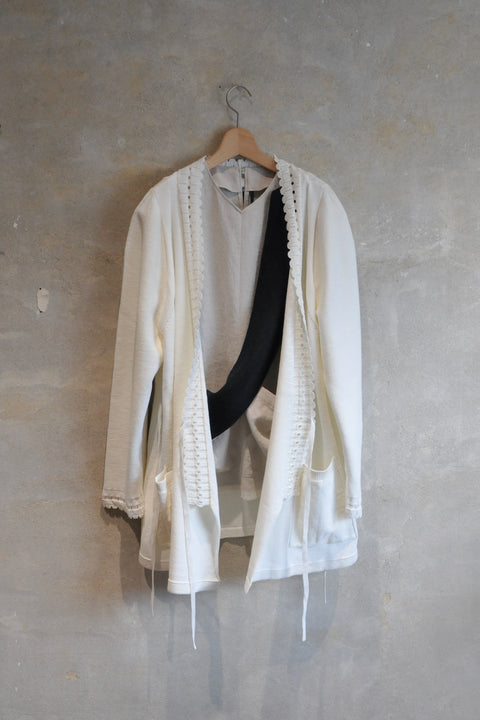 Cotton knits 羽織カーディガン(white+navy)