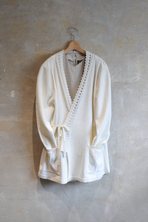 Cotton knits 羽織カーディガン(white+navy)
