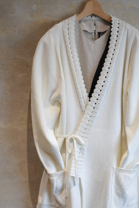 Cotton knits 羽織カーディガン(white+navy)
