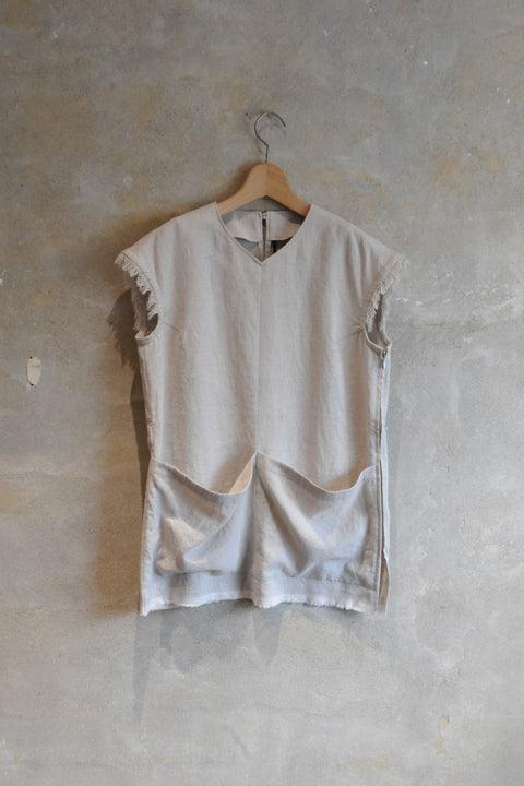 Natural linen silk ノースリーブブラウス