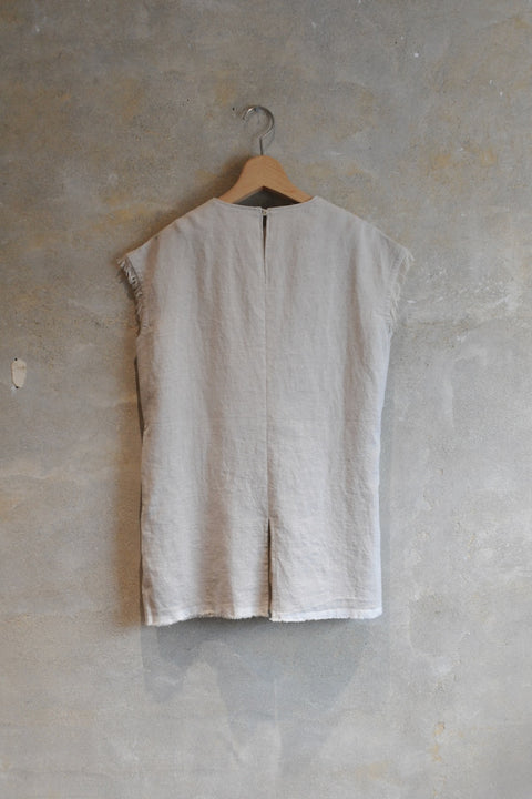Natural linen silk ノースリーブブラウス
