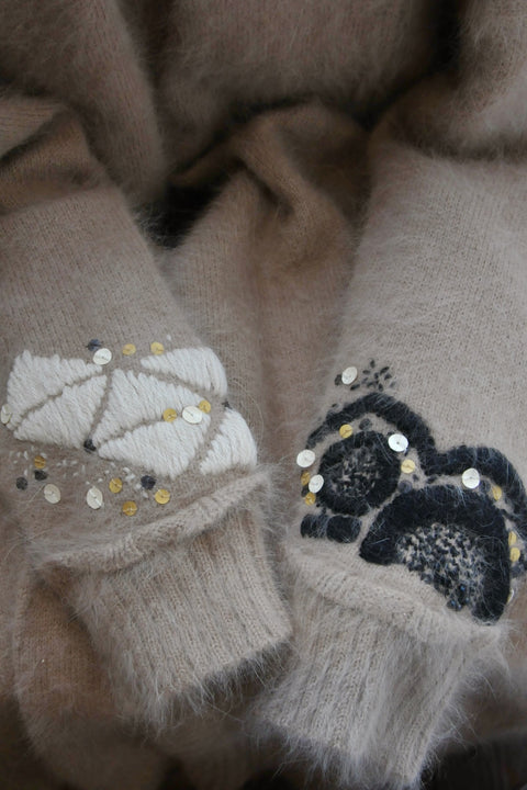 Angola nylon ロングカーディガン(beige)