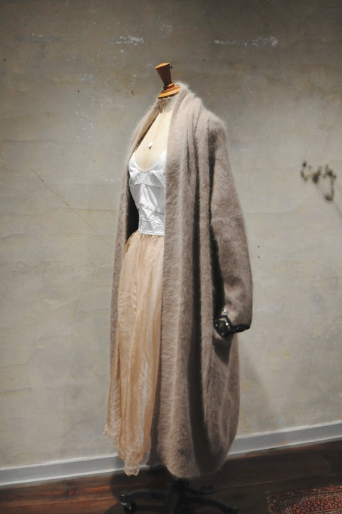 Angola nylon ロングカーディガン(beige)