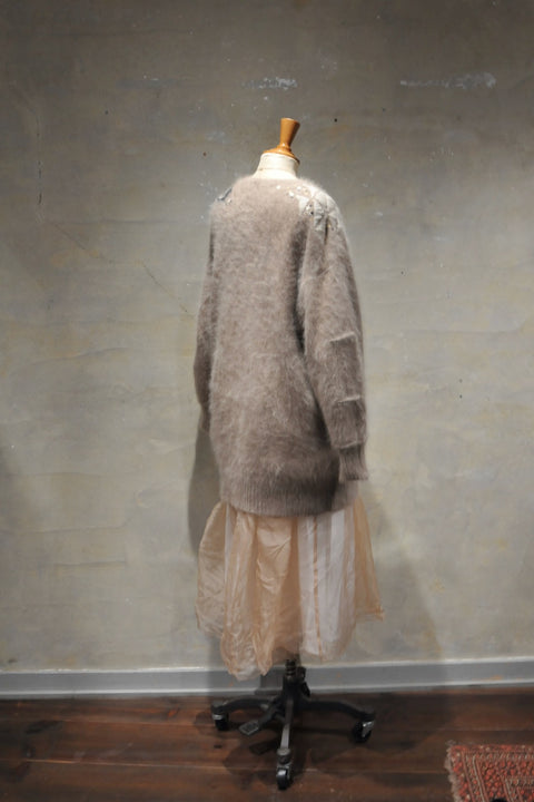 Angola nylon ロングプルセーター(beige)