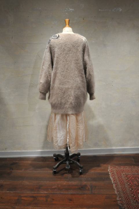 Angola nylon ロングプルセーター(beige)