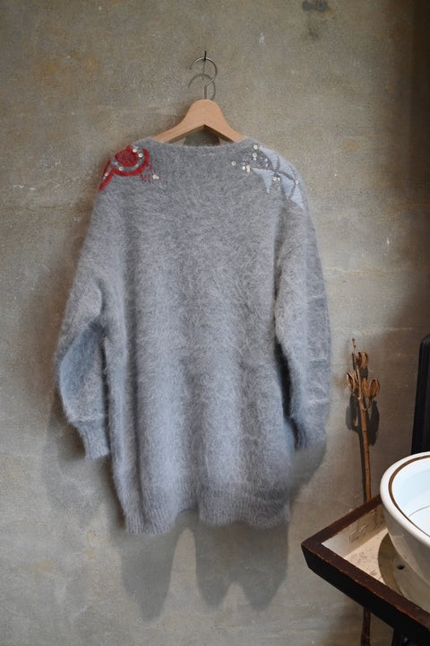 Angola nylon ロングプルセーター(gray)