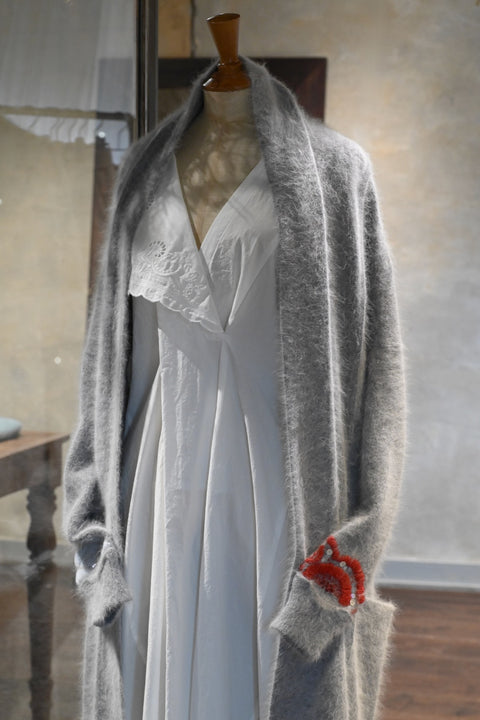 Angola nylon ロングカーディガン(gray)