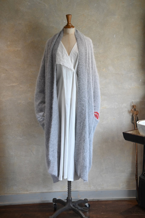 Angola nylon ロングカーディガン(gray)