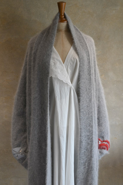 Angola nylon ロングカーディガン(gray)