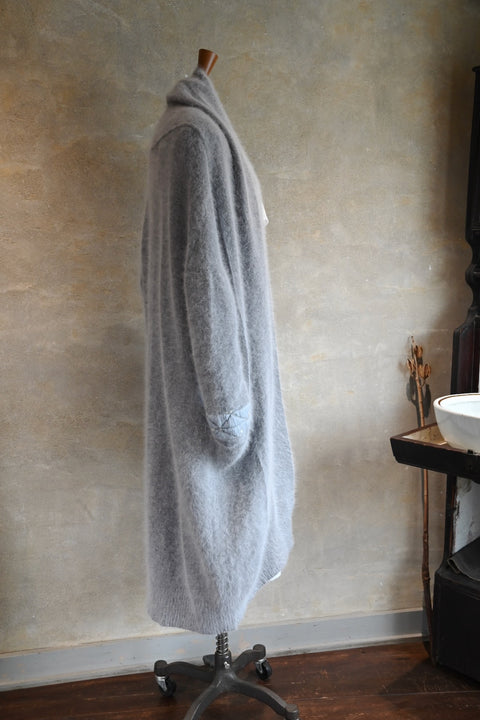Angola nylon ロングカーディガン(gray)