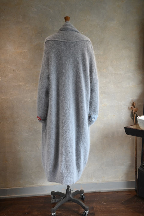 Angola nylon ロングカーディガン(gray)