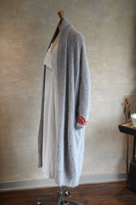 Angola nylon ロングカーディガン(gray)