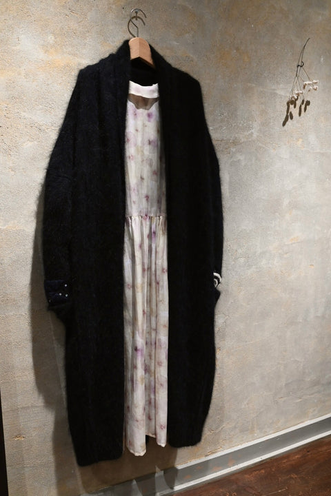 Angola nylon ロングカーディガン(black)