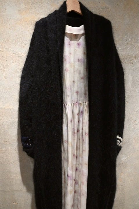 Angola nylon ロングカーディガン(black)