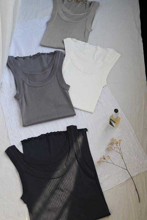 【DRESS HERSELF】シルクリブタンクトップ