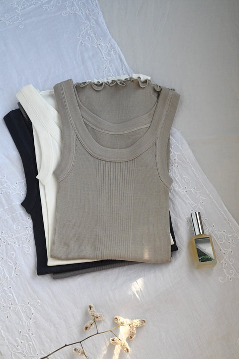 【DRESS HERSELF】シルクリブタンクトップ