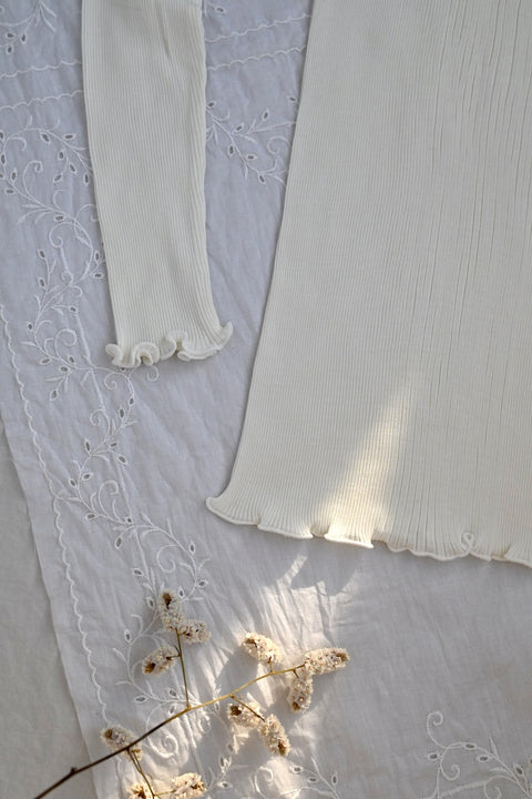 【DRESS HERSELF】シルク長袖リブカットソー