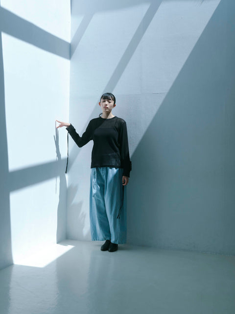 No.8/ Where the fog clears メッシュロングスリーブトップス(black)