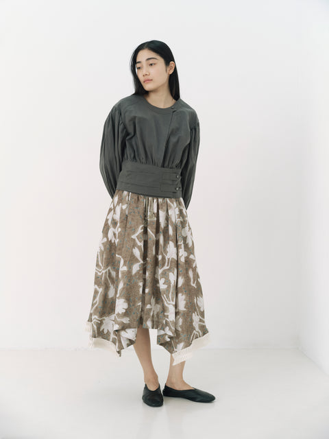 No.5 霧は俄かに揺れる ベルテッドブラウス（fog gray）