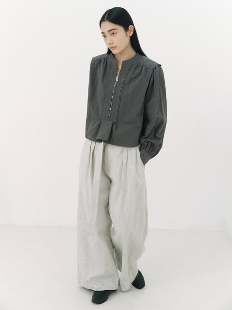 No.5 霧は俄かに揺れる タックブラウス（fog gray）