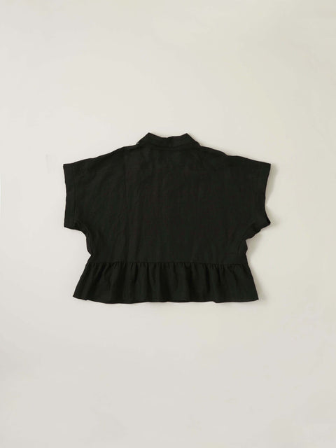 No.13 光は淡く白く痛い ツーリーフショートブラウス（black）