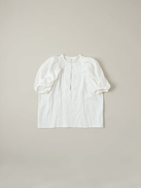No.13 光は淡く白く痛い ツーリーフパフブラウス（white）