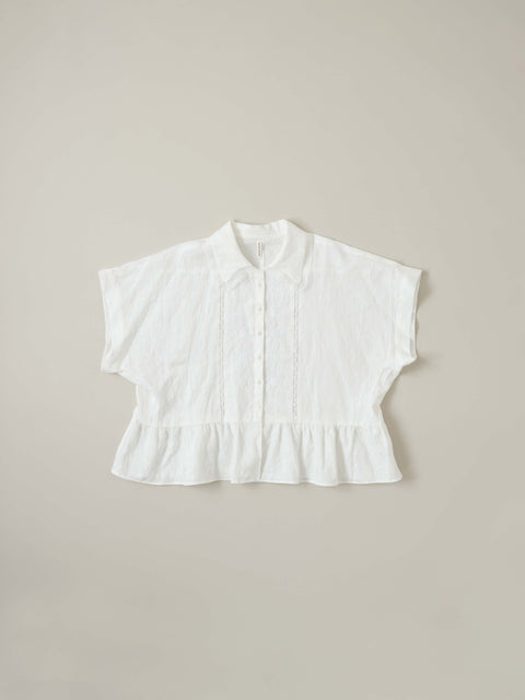 No.13 光は淡く白く痛い ツーリーフショートブラウス（white）