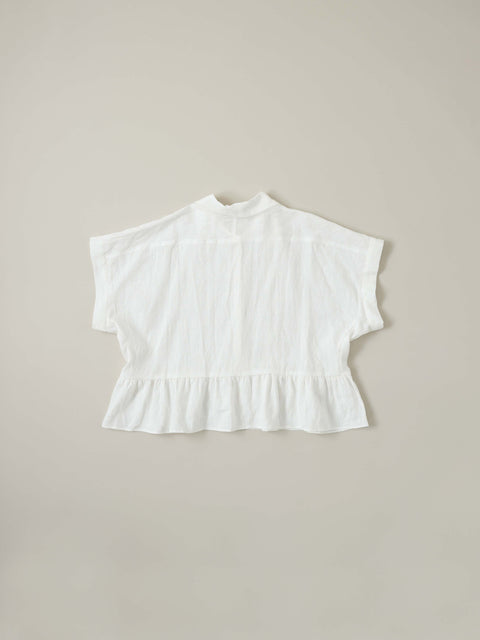 No.13 光は淡く白く痛い ツーリーフショートブラウス（white）