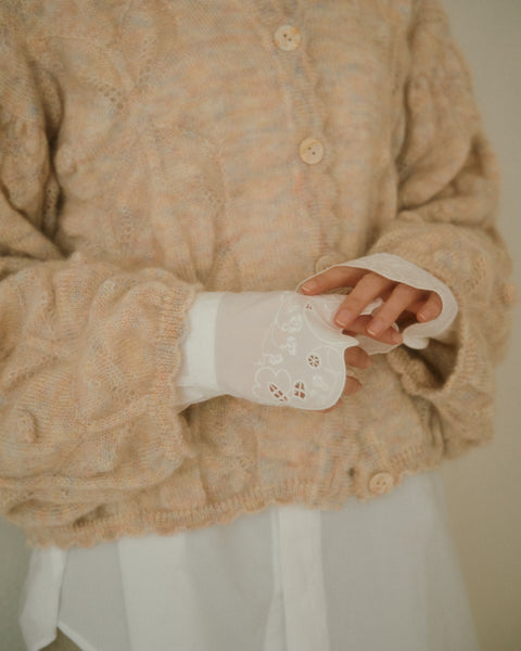 No.5 Simple longing 刺繍カフスシャツ（off white）