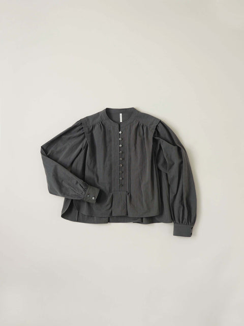 No.5 霧は俄かに揺れる タックブラウス（fog gray）