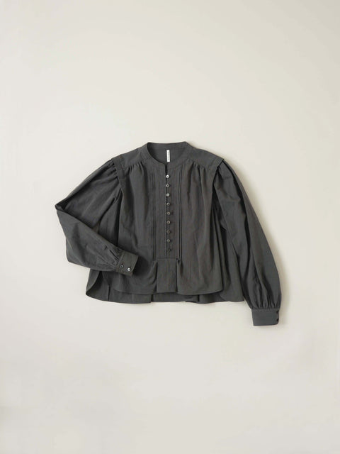 No.5 霧は俄かに揺れる タックブラウス（fog gray）