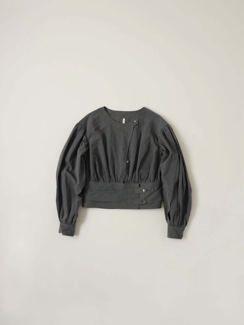 No.5 霧は俄かに揺れる ベルテッドブラウス（fog gray）