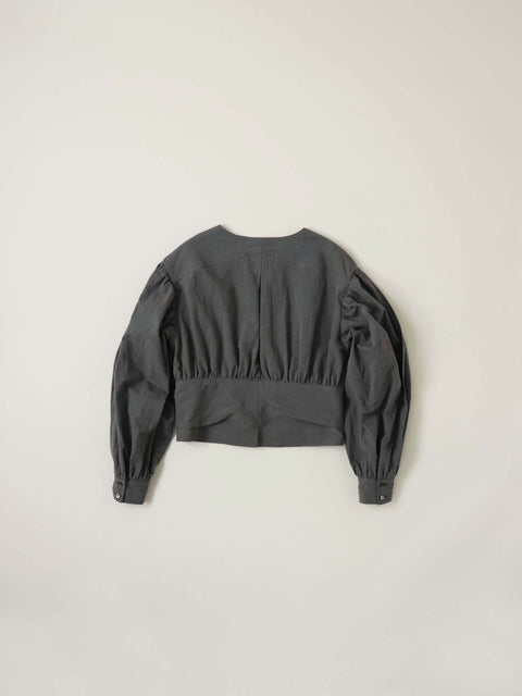 No.5 霧は俄かに揺れる ベルテッドブラウス（fog gray）