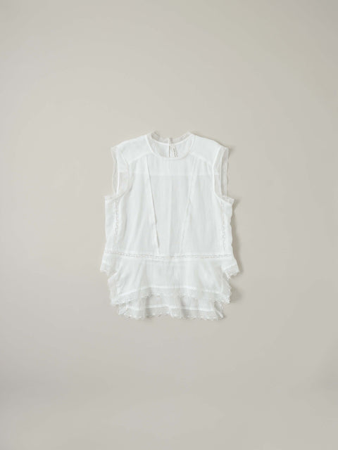 No.6 寂静 スリーブレスレースブラウス（white）