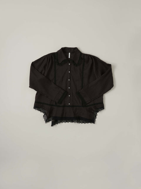 No.6 寂静 ロングスリーブレースブラウス（black）