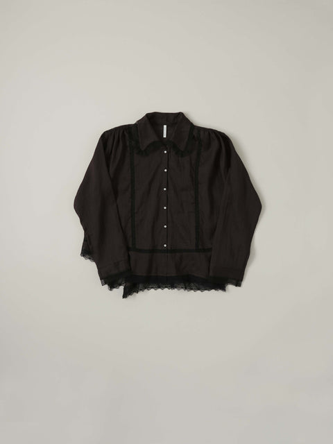 No.6 寂静 ロングスリーブレースブラウス（black）